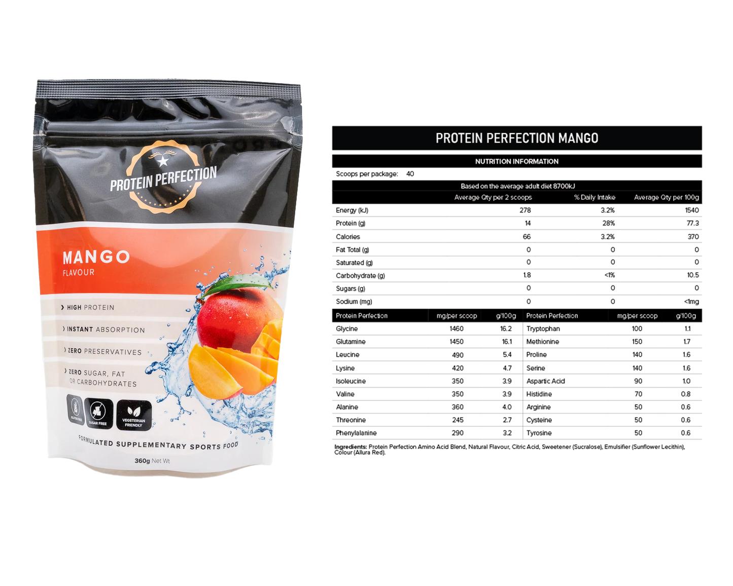 Protein Perfection Protein Water mango flavour