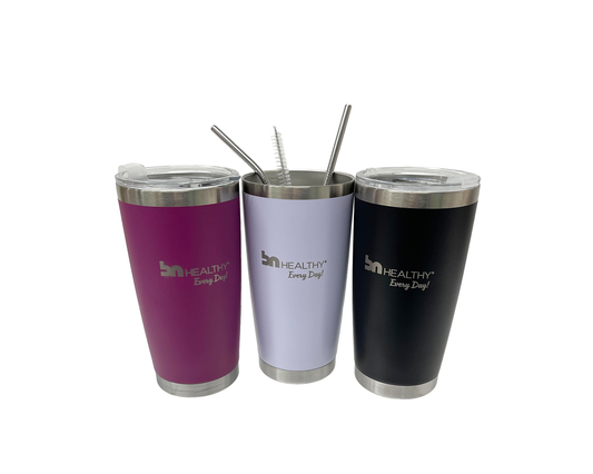 BN Travel Mug with Straws different colour together