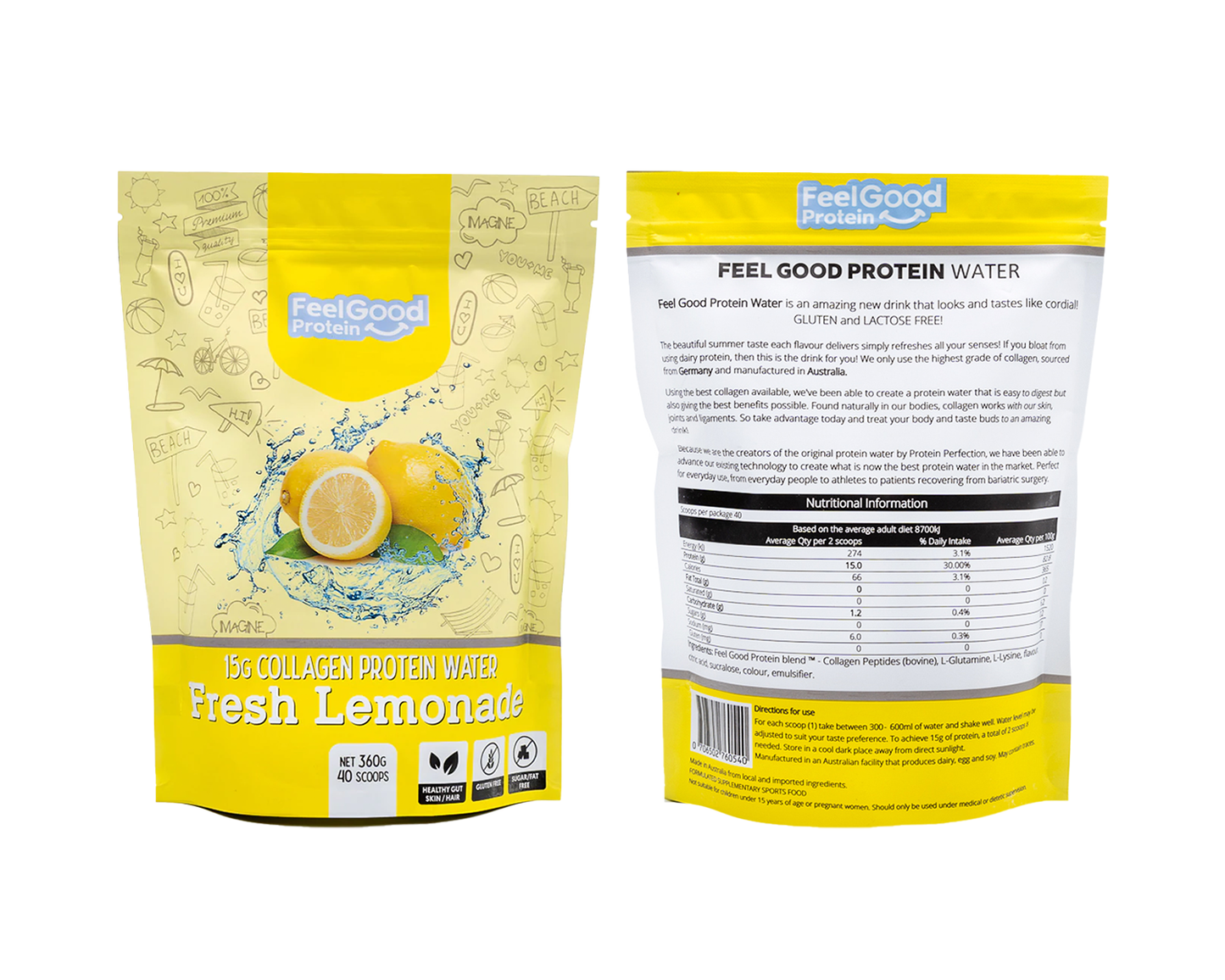 Feel Good Collagen Protein Water fresh lemonade flavour cover 