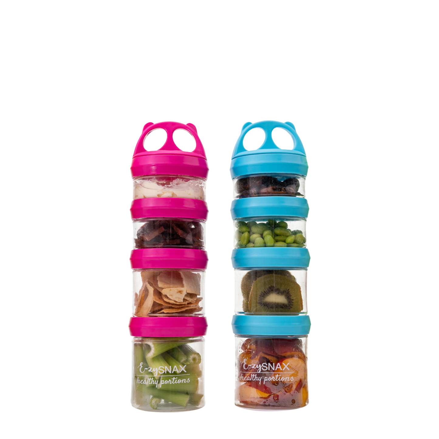 E-zy Snax - Stackable Lunch Box - 4 Cylindrical Containers