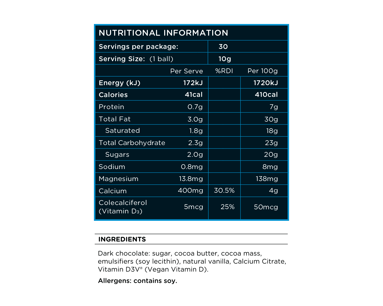 calcium + vitamin d chocolate flavour vitamin nutritional information
