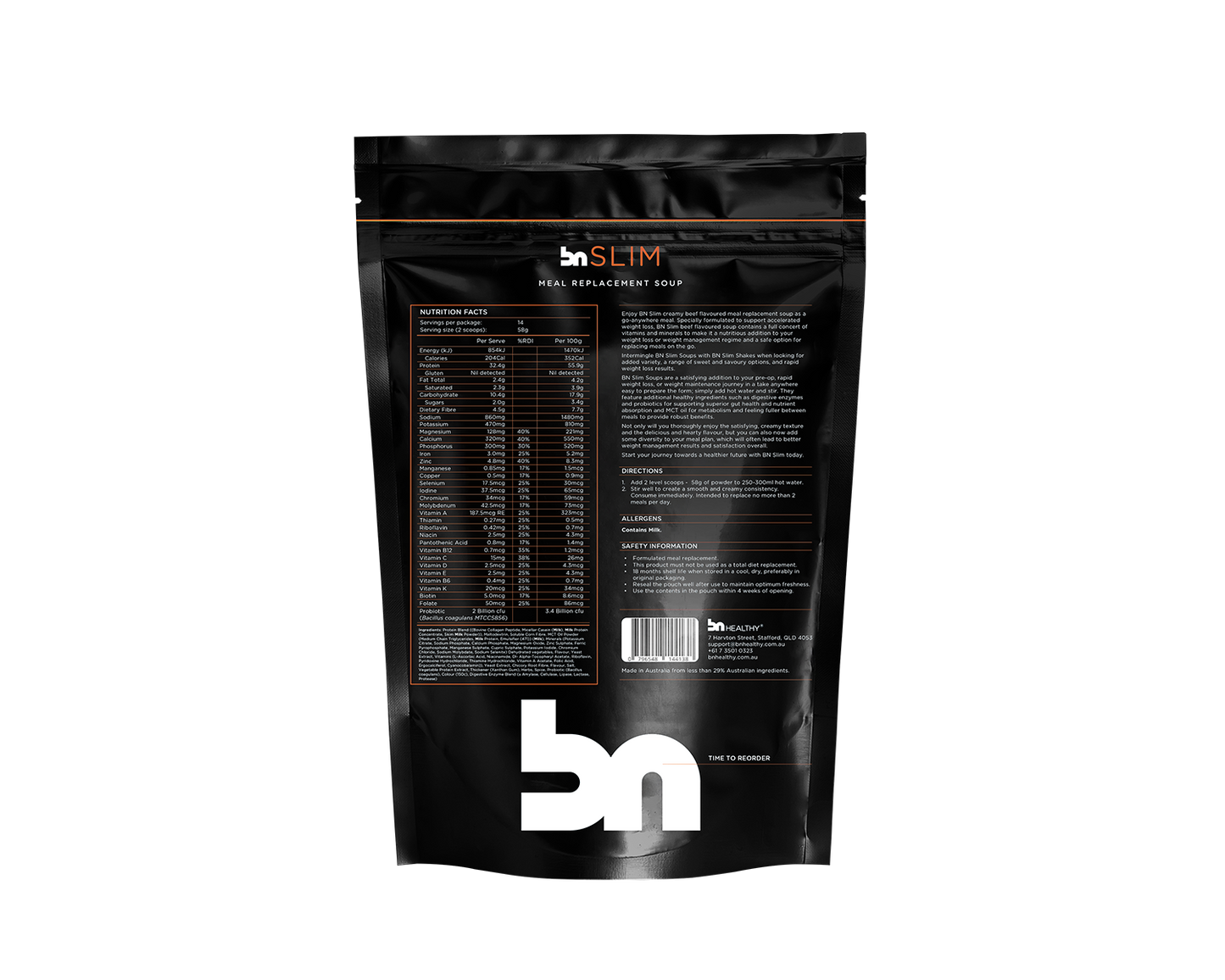 BN Slim - Meal Replacement Soup beef flavour nutritional information