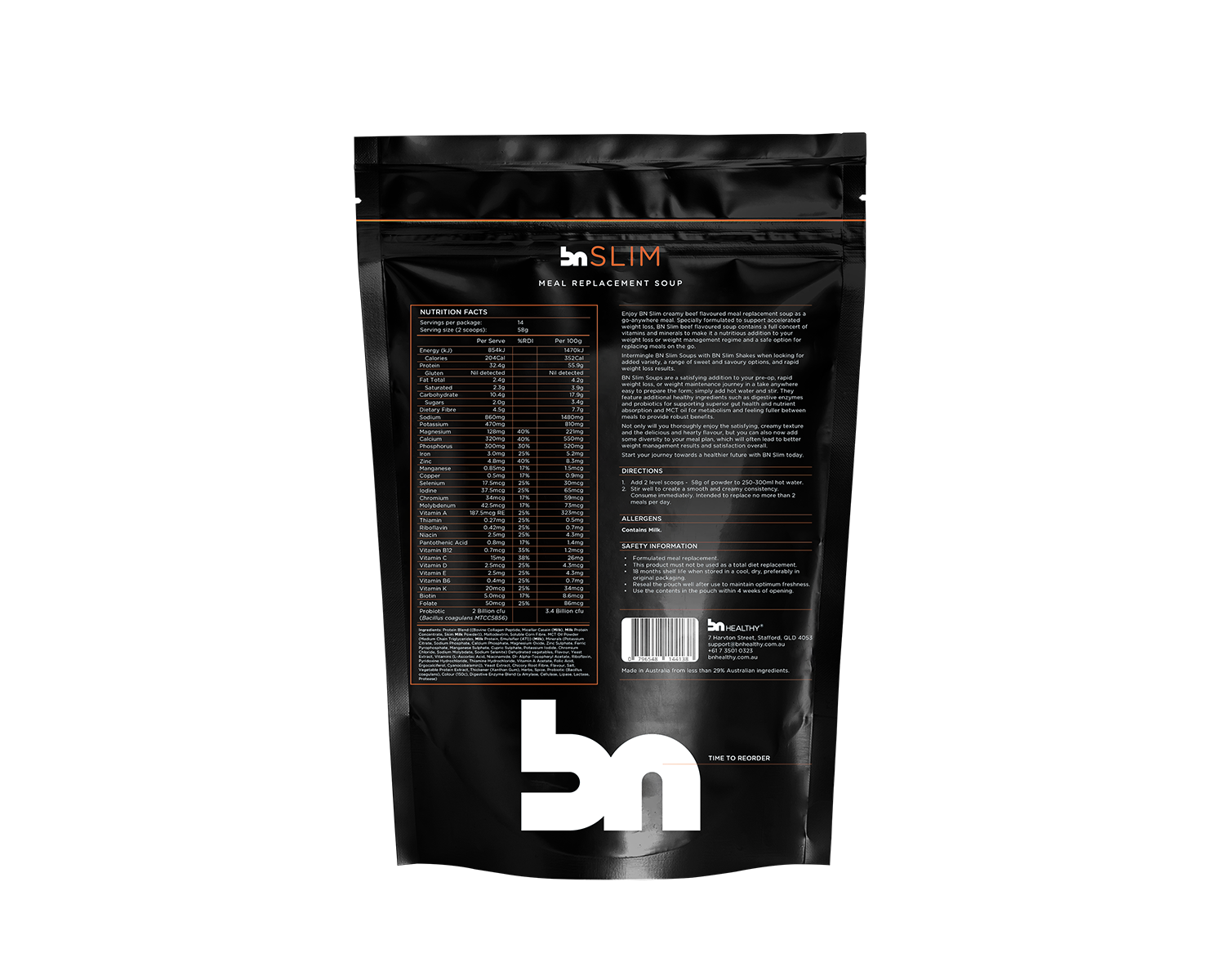 BN Slim - Meal Replacement Soup beef flavour nutritional information