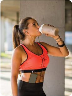 Woman drinking Plant Protein drink