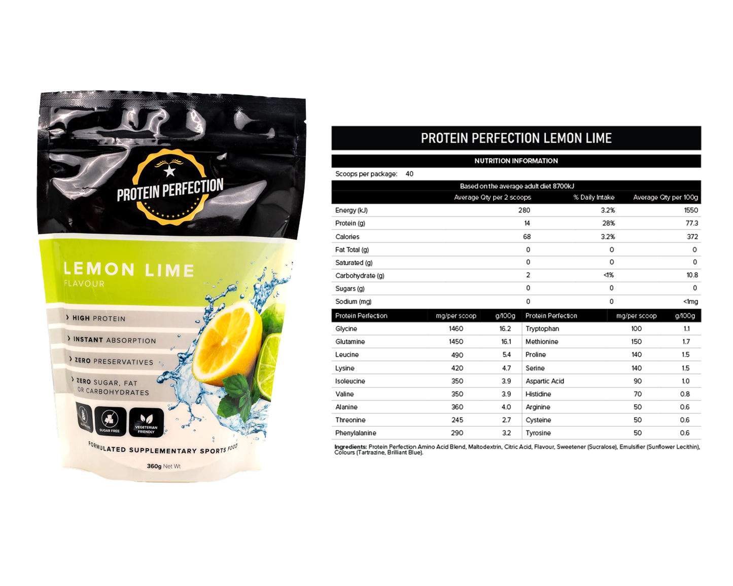 Protein Perfection Protein Water lemon lime flavour