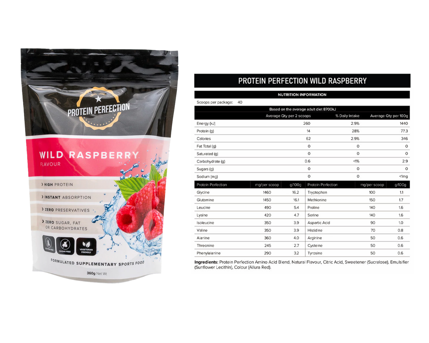 Protein Perfection Protein Water wild raspberry flavour