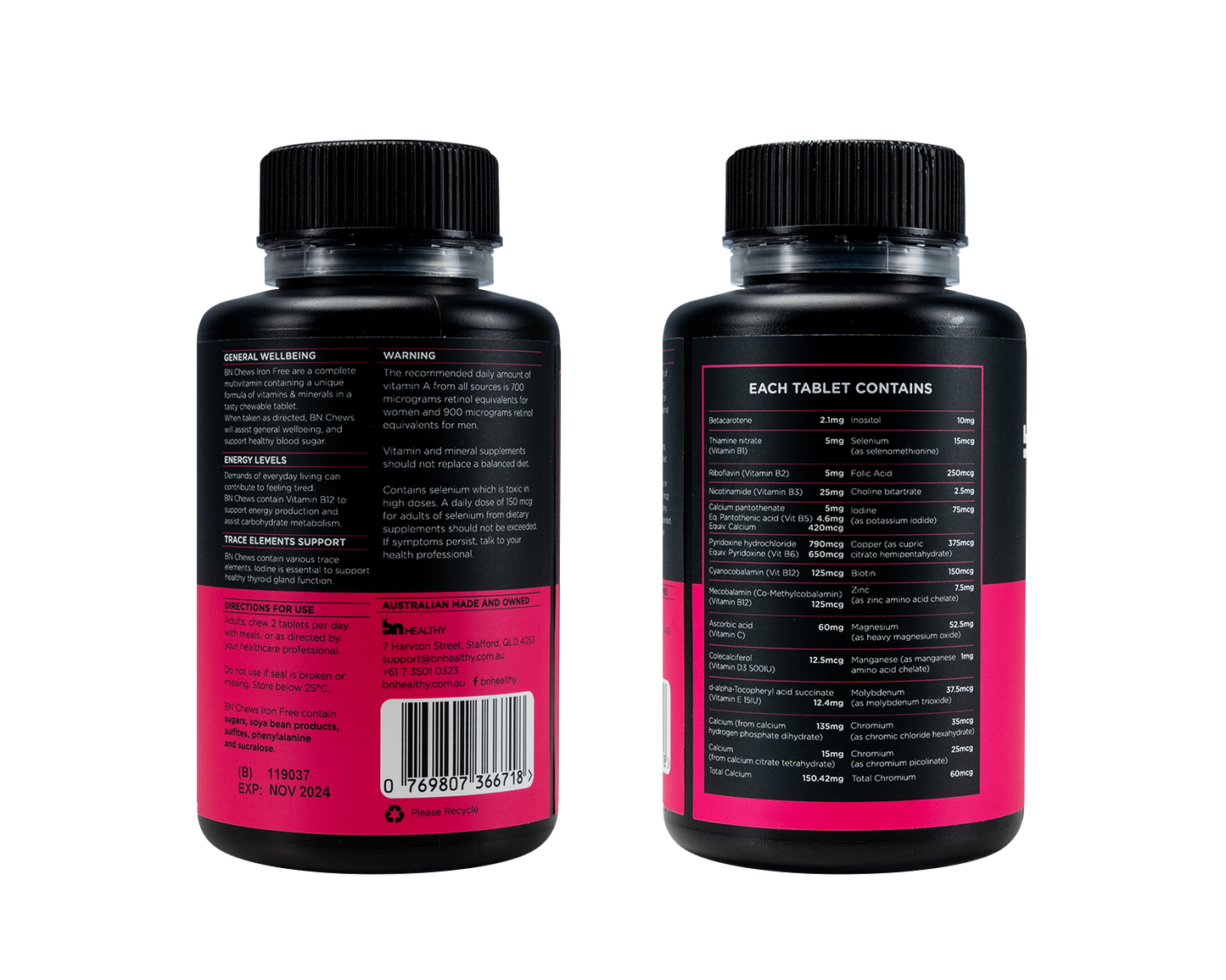 wild berry chewable multivitamin back view