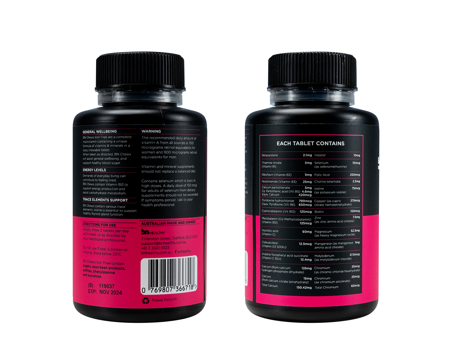 wild berry chewable multivitamin back view