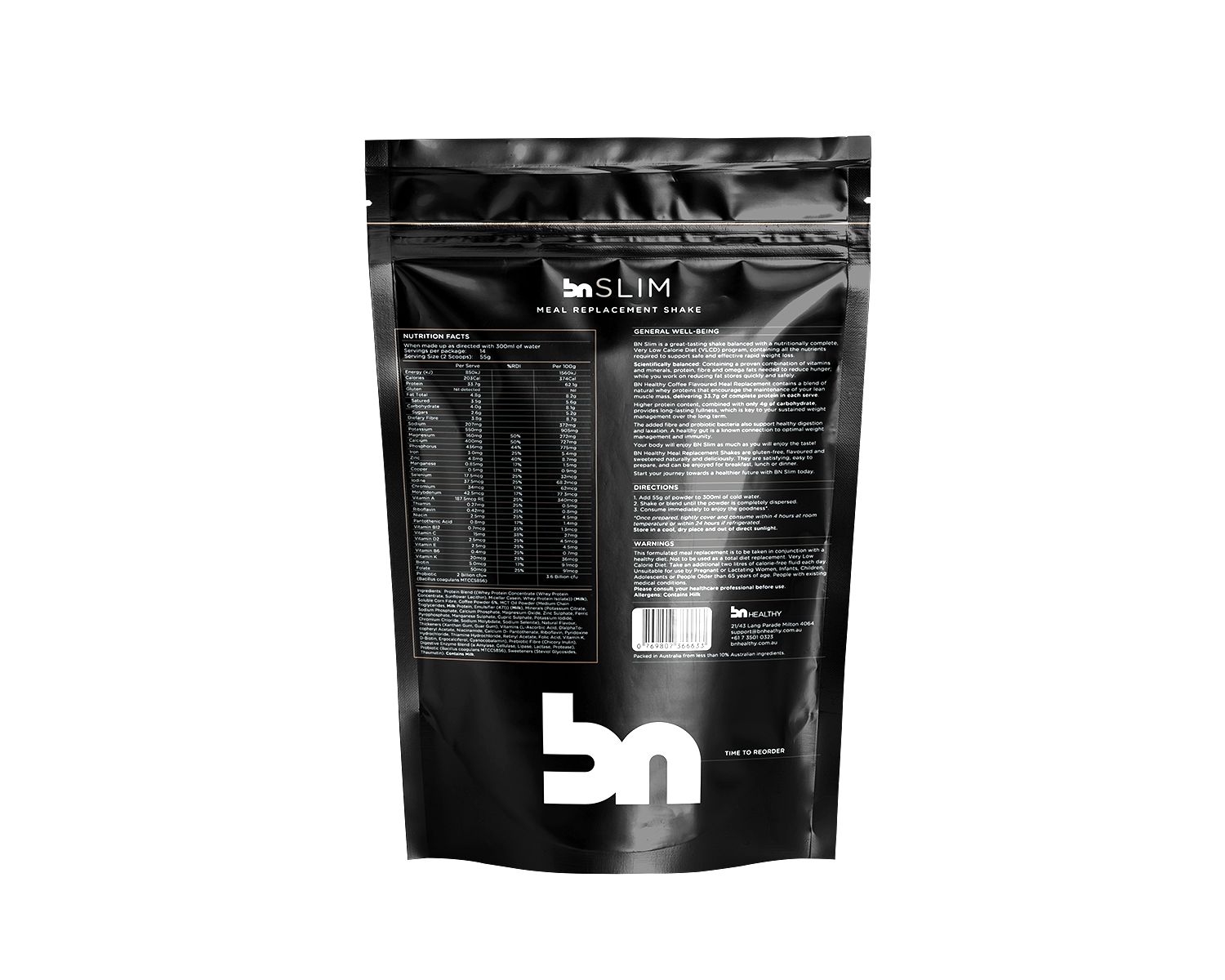 BN Slim - Meal Replacement Shake coffee flavour nutritional information 