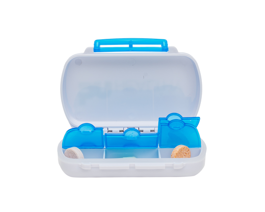 4 Compartment Detachable, Stackable, and Portion Controlled Food & Powder Storage Containers by BariatricPal (blue-teal)