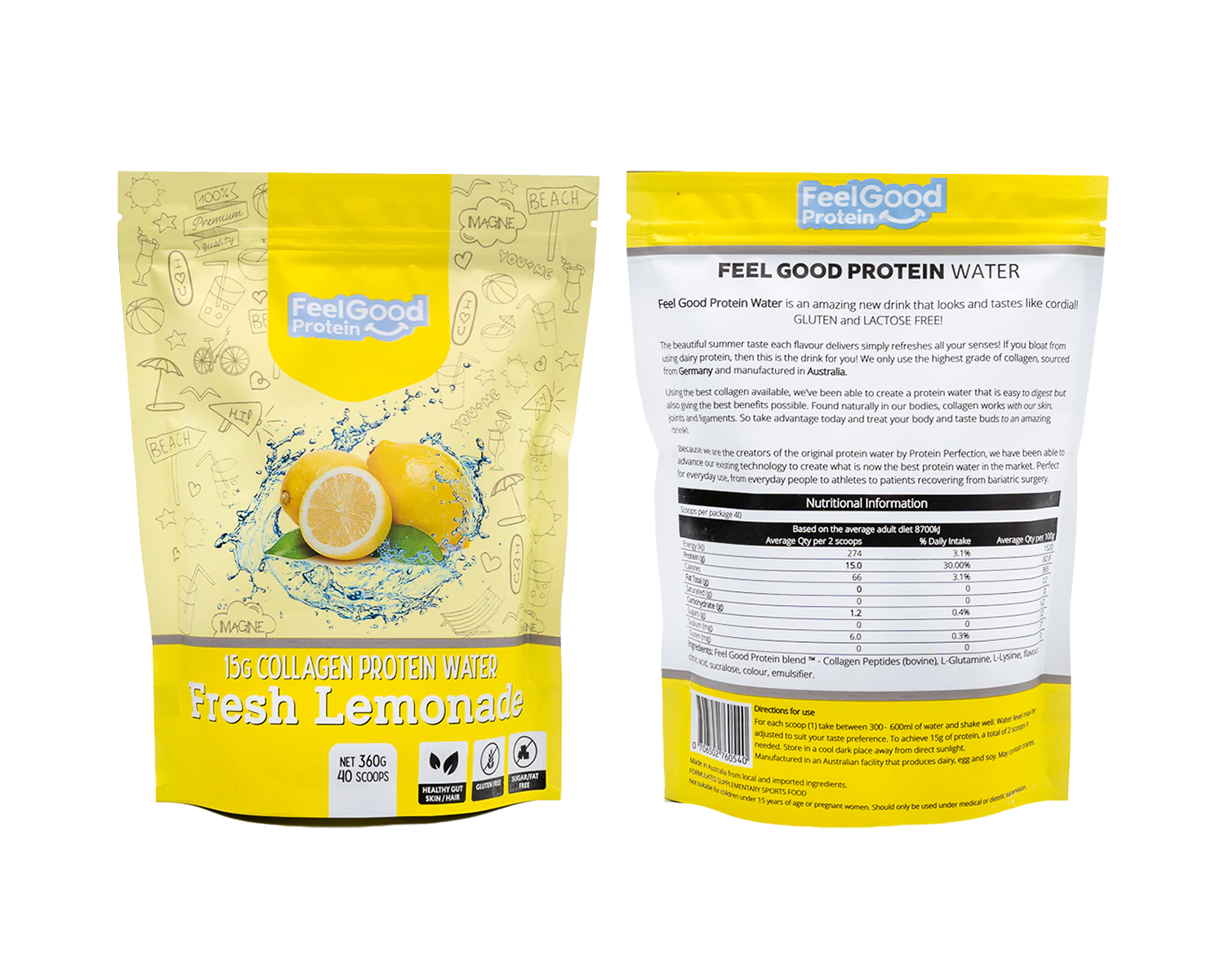 Feel Good Collagen Protein Water fresh lemonade flavour cover 