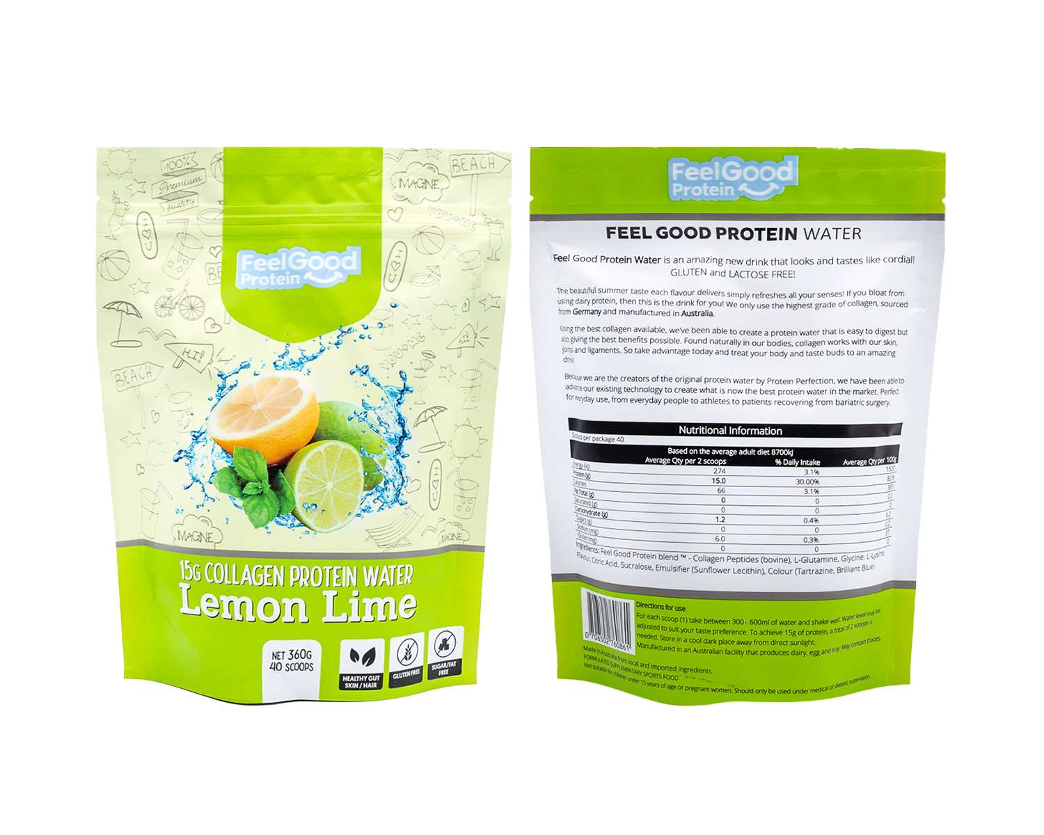 Feel Good Collagen Protein Water lemon lime flavour cover 