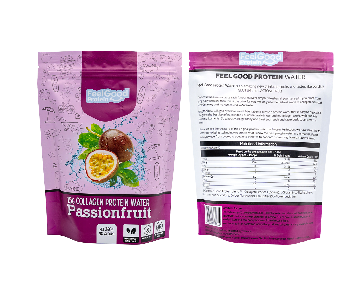 Feel Good Collagen Protein Water passionfruit flavour cover 