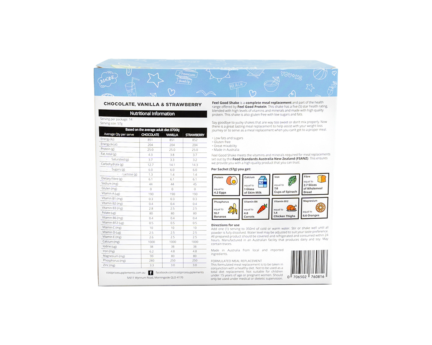 Feel Good Meal Replacement Shake nutritional information