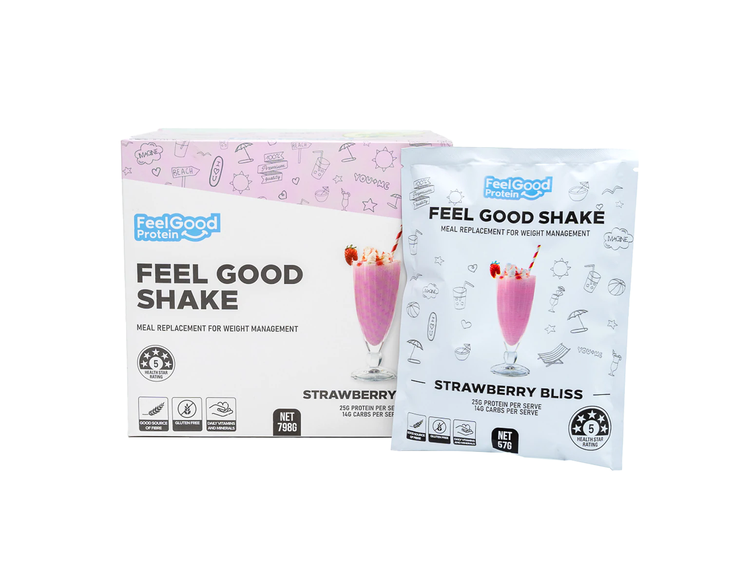 Feel Good Meal Replacement Shake strawberry bliss flavour 