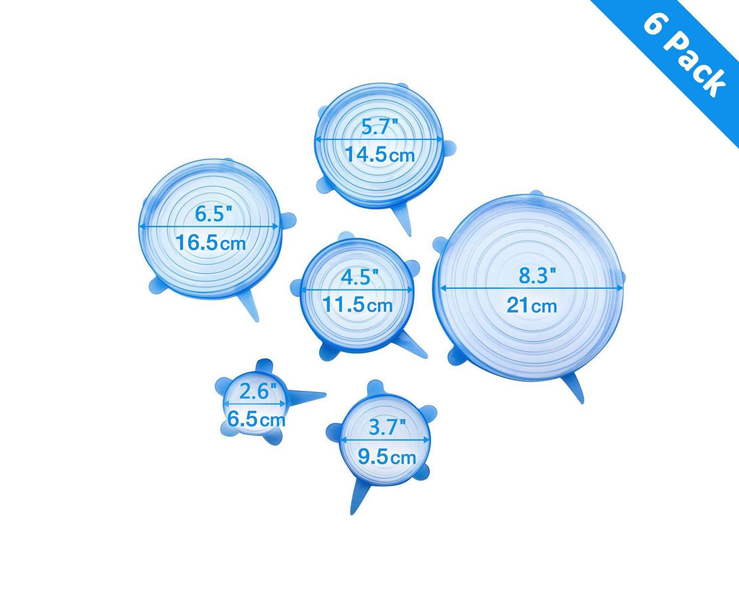 Silicone Food Lids - 6-Pack measurement image