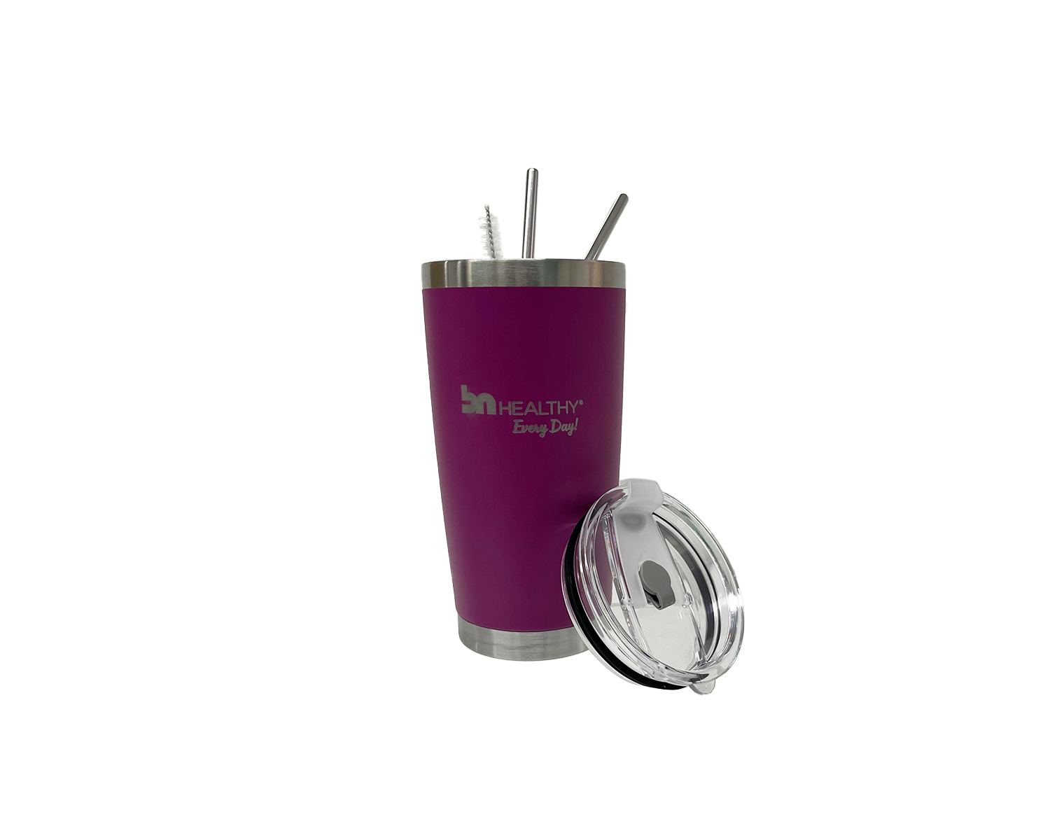 BN Travel Mug with Straws pink colour with multiple straws