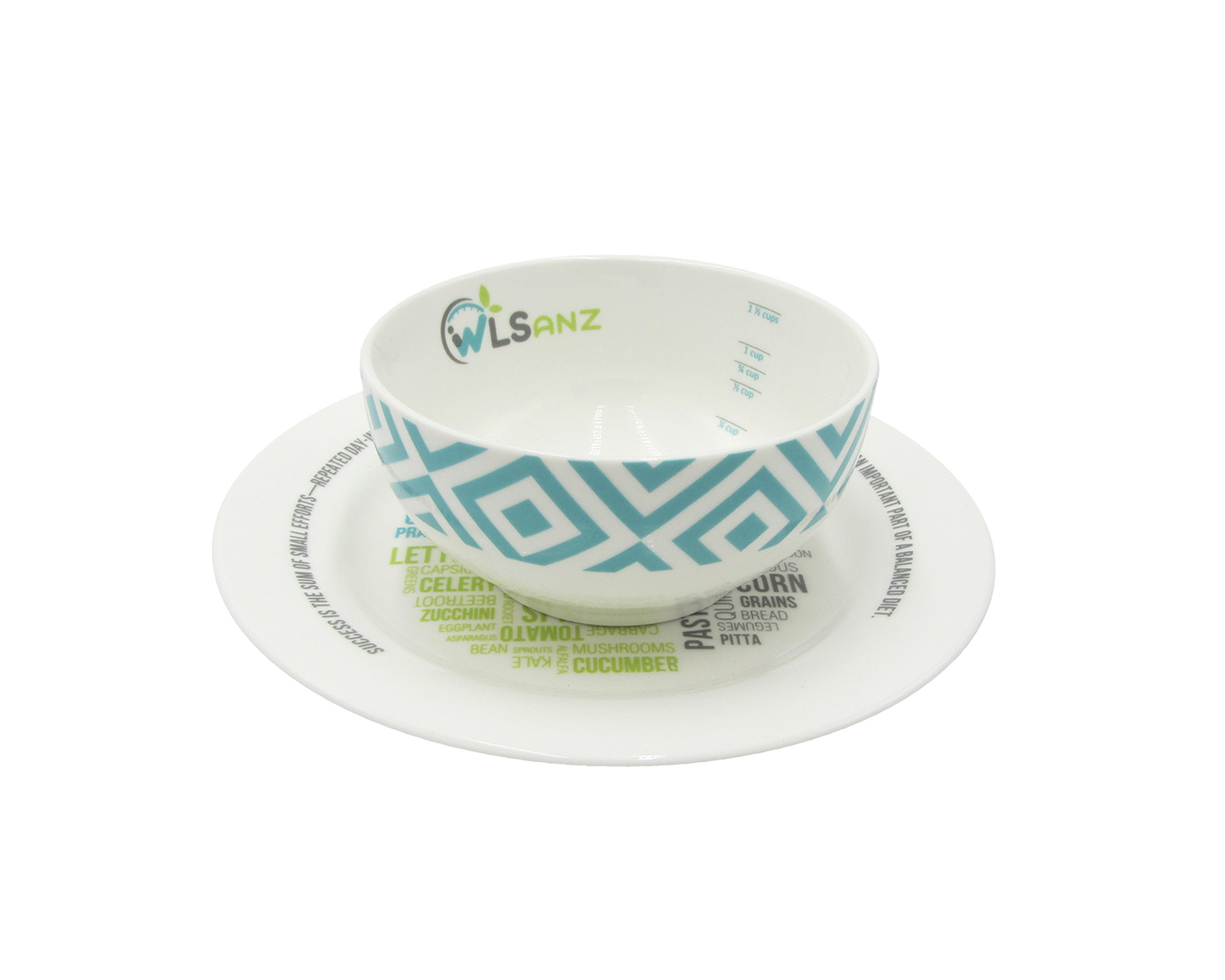 WLSANZ Porcelain Portion Control Plate & Bowl