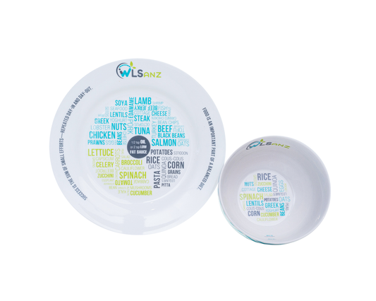 WLSANZ Porcelain Portion Control Plate & Bowl 